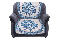 Kuber Industries Flower Print 6 Piece Velvet 5 Seater Sofa Cover Use Both Side, Living Room, Drawing Room, Bedroom, Guest Room - Blue-KUBMART011153