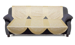 Kuber Industries Cotton Floral Flower Design Shining Cotton 6 Pieces 5 Seater Sofa Cover Set - CTKTC34056 (Gold, Standard)