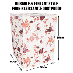 Heart Home Washing Machine Cover | Cream Printed Washing Machine Cover | Soft PVC | Top Load Fully-Automatic Washing Machine Cover | Cream