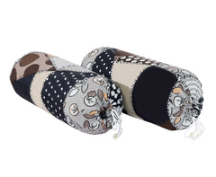 Kuber Industries Bolster Cover|Soft Cotton Bolster Cover Set|Diwan Round Bolster Pillow Covers|Luxurious Circle Print Roll Masand Cover|16x32 Inch|Pack of 4 (Gray)