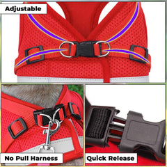 Homestic Reflective Dog Harness with Adjustable Leash|Breathable Polyester Mesh Fabric |XS Size|HT-844|Comfortable No-Pull Grip|Quick Release Buckles|Easy On - Easy Off Harness|Red