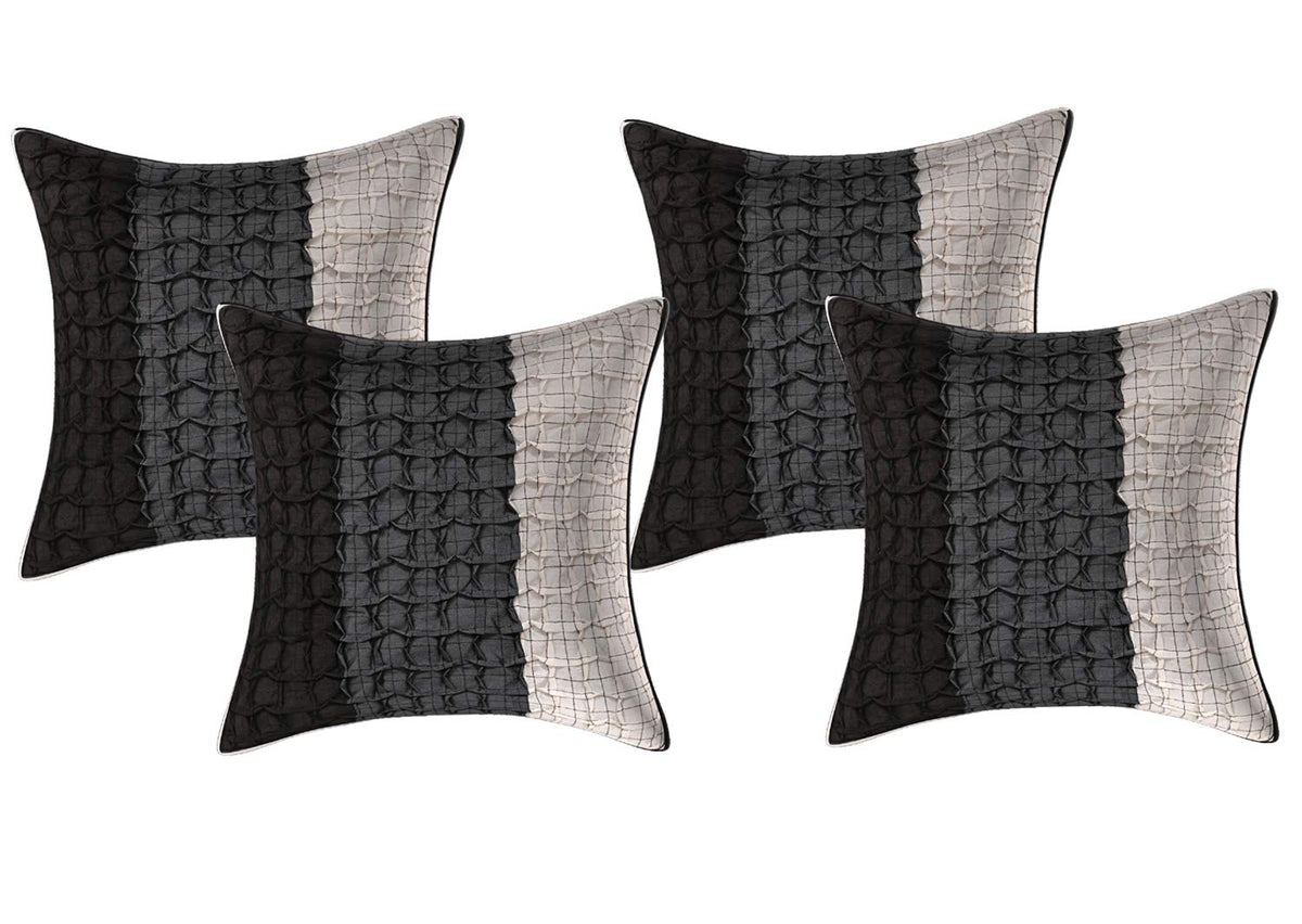 Kuber Industries Checkered 4 Piece Cotton Cushion Cover - 17"x17", Grey,Standard,CTKTC02707