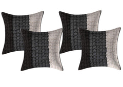Kuber Industries Checkered 4 Piece Cotton Cushion Cover - 17"x17", Grey,Standard,CTKTC02707