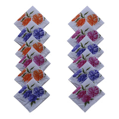 Heart Home Handkerchiefs|Soft Cotton Multicolored Sun Flower Print Hankies for Woman,Girls & Wicking Sweat from Hands,Face,Set of 12 (White)