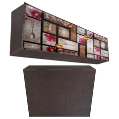 Kuber Industries Floral Print PVC Air Conditioning Dust Cover Indoor and Outdoor Waterproof Folding Spilt Ac Cover Set 1.5 Ton AC (Brown)-KUBMART15082, Standard