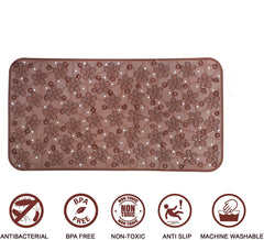 Kuber Industries CTKTC032658 Flower Design PVC Non Slip Bath Mat with Suction Cups (27"x14", Brown)