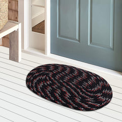 Kuber Industries Cotton Oval Door Mat For Porch/Kitchen/Bathroom/Laundry Room,Pack of 2 (Black) 54KM3949