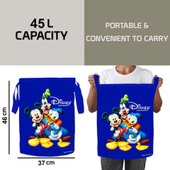 Kuber Industries Disney Print Waterproof Canvas Laundry Bag, Toy Storage, Laundry Basket Organizer 45 L (Blue) - CTKTC045422