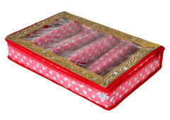 Heart Home Dot Printed Laminated 5 Rod Bangle Box/Organizer With Transparent Top (Pink)-HS43HEARTH25546