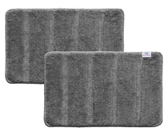 Heart Home Strips Design Cotton Door Mat for Porch/Kitchen/Bathroom/Laundry Room, 24"x16" Pack of 2 (Grey) 52HH3955