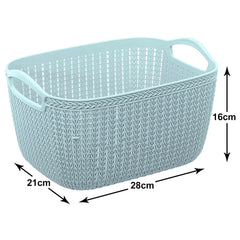 Heart Home Q-6 Designer Plastic Storage Basket For Store Fruits, Vegetables, Magazines, Cosmetics, Stationary Pack of 4 (Blue)-50HH01672