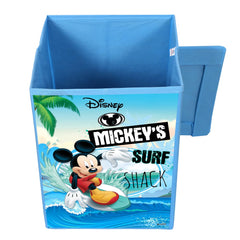 Heart Home Disney Mickey Surf Print Foldable Laundry Basket|Clothes Storage Basket With Handle & Lid,60 Ltr.Pack of 2 (Blue)