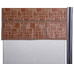 Kuber Industries Flower Design 3 Pieces PVC Fridge Mats and Wooden Checkered Design 1 Piece Fridge Top Cover (Brown) - CTKTC39793