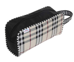 Heart Home Water-resistant Shaving Dopp Kit Bathroom Bag with Check Design-Set of 3 (Cream) (F_26_HEARTH017004)