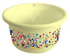Heart Home Disney Team Mickey Print Unbreakable Plastic Multipurpose Bath Tub/Washing Tub 25 Ltr (Cream) -HS_35_HEARTH17446