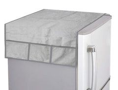 Kuber Industries Fridge/Refrigerator Top Cover|Flower Design & Water Proof PVC|6 Utility Pockets, Size 98 x 54 CM (Silver)-CTKTC039619