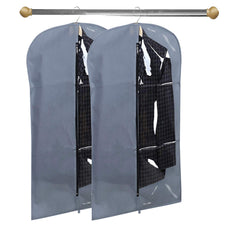 Kuber Industries Half Transparent Non Woven Men's Blazer Suit Cover|Zipper Closure & Sturdy Hook|Size 94 x 61 x 1 CM|Pack of 2 (Grey) - CTKTC041326