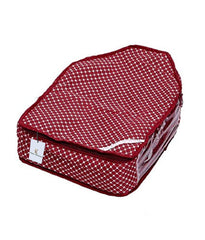 Kuber Industries Cotton Blouse Cover|Polka Dots & Tranparent Side|Zipper Closure|Size 38 x 25 x 13 CM|Pack of 3 (Maroon)