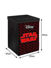 Kuber Industries Disney Star Wars Print Non Woven Fabric Foldable Laundry Basket, Toy Storage Basket, Cloth Storage Basket With Lid & Handles (Maroon)-KUBMART16276