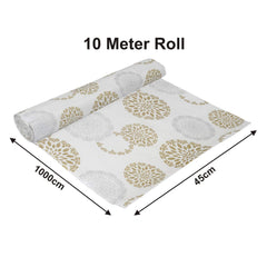 Heart Home Rangoli Print PVC Wardrobe Kitchen Drawer Cupboard Cabinet Shelf Mat, Shelf Liner 10 Mtr (White)-HHEART15087, Standard