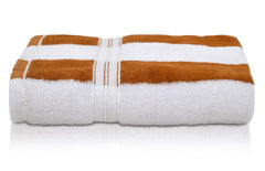 Kuber Industries Lining Design Soft Cotton Bath Towel, 30"x60", Pack of 2 (Brown & White)