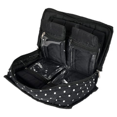 Heart Home Dot Printed Portable Cotton Jewellery Organizer/Case/Bag With 6 Transparent Pockets- Pack of 2 (Black)-50HH01204