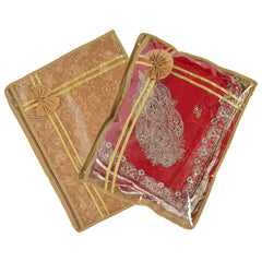 Kuber Industries Flower Printed Non-Woven Foldable Single Saree Cover, Wardrobe Organiser With Tranasparent Top- Pack of 2 (Brown)-50KM01322