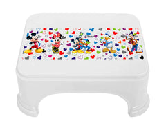 Kuber Industries Disney Team Mickey Print Square Plastic Bathroom Stool, (Set of 2, Pink & White) -HS_35_KUBMARTS17290