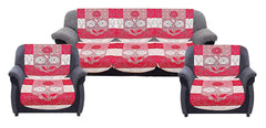 Kuber Industries Flower Cotton 6 Piece 5 Seater Sofa Cover Set (Pink) - CTKTC22266
