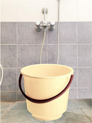 Kuber Industries 2 Pieces Unbreakable Strong Plastic Bathroom Bucket 13 LTR (Cream) -CTKTC037896