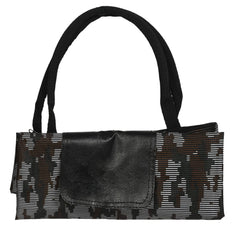 Kuber Industries Camouflage Print Rexine Shopping Bags/Grocery Bag for Carry Grocery, Fruits, Vegetable with Handles Pack of 2 (Black) 54KM4022
