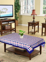 Heart Home Check Print Cotton Center Table Cover/Table Cloth for Home Decorative Luxurious 4 Seater, 60"x40" (Blue) 54HH4256.