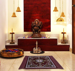 Heart Home 2 Pieces Velvet Prayer Mat/Aasan/Pooja Mat/Meditation Mat/Multipurpose Velvet Rug Mat 2 Ft X 2 Ft (Brown) CTHH5708