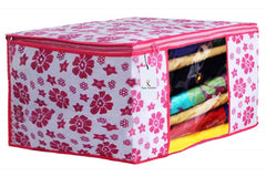 Kuber Industries Non Woven Fabric Clothes Organizer Combo|3 Pieces Blouse Cover|3 Pice Saree Cover|Pack of 6 (Pink)