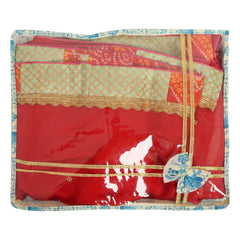 Kuber Industries Floral Print Non-Woven Saree cover For Store Saree, Lehenga, Suit With Transparent Top,Pack of 9 (Blue) 54KM4160