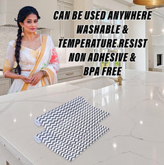 Heart Home Shelf Liner | EVA Kitchen Cabinet Shelf Mat | Anti-Slip Bathroom Mat | Fridge Mat | Table Mat | Zig Zag Design Wardrobe Mat | 3 Meter | Pack of 2 | Black