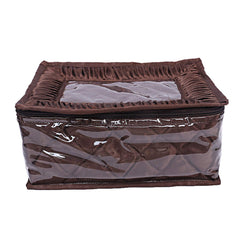 Kuber Industries Laminated Satin Locker Jewellery Kit (Brown), 12 Pouches-CTKTC025666