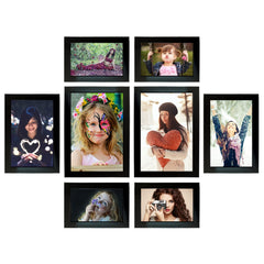 Kuber Industries Collage Photo Frame For Living Room, Wall Set of 8 (Black) Size: 5x7-2 Pc., 8x6-2 Pc., 6x4-4 Pc.