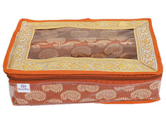 Heart Home Multipurpose Carry Design Laminated 2 Rod Bangle Box/Organizer/Case With Tranasparent Top (Orange)-47HH05