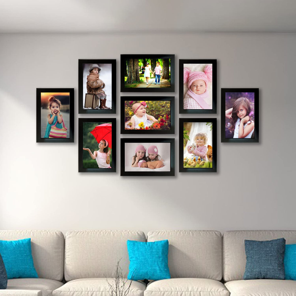 Kuber Industries Collage Photo Frame For Living Room, Wall Set of 9 (Black) Size: 5x7-9 Pc.