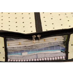 Kuber Industries Dot Printed Shirts & Clothing Organizer With Clear Window- Pack of 3 (Cream)-HS43KUBMART26179