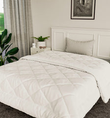 Kuber Industries Comforter for Single Bed|Microfiber Winter Dohar for Single Bed|220 GSM Reversible Comforter|AC Quilt (White)
