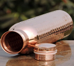 Heart Home Copper Hammered Design Leak Proof Water Bottle For Home, office, Traveling. 1 Ltr (Brown)