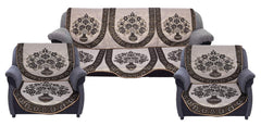 Kuber Industries Flower Pot Design Cotton 6 Pieces 5 Seater Sofa Cover (Coffee)-CTKTC14434