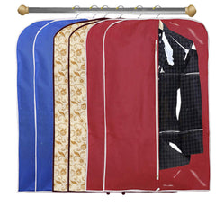 Kuber Industries 6 Pieces Half Transparent Non Woven Men's Coat Blazer Suit Cover (Maroon & Brown & Royal Blue) -CTKTC41570