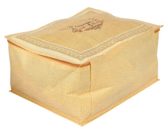 Heart Home Doli Printed Non-woven Sarees, Clothes Cover/Organizer With Transparent Window- Pack of 3 (Gold)-50HH01362
