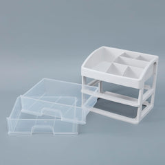 Kuber Industries 2 Layer Cabinet Drawer Box|Desktop Storage Box|Multi Drawer Storage Organizer| White