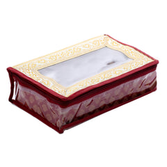 Kuber Industries Brocade Hardboard 2 Pieces One Rod Bangle Box (Maroon) - CTKTC022935