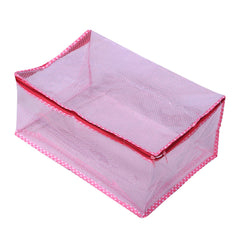 Kuber Industries Extra Large Transparent Net Saree Cover,Saree Bag Set of 4 Pcs (9 Inches Height) Pink (Code-014)