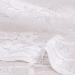 Heart Home Flower Design 7 Feet Door Curtain for Living Room, Bed Room, Kids Room with 8 Eyelet Pack of 2 (White) 52HH3904